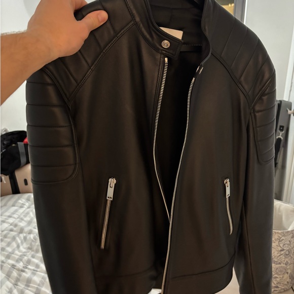 Sandro Other - Sandro Black Leather Jacket with Quilted Shoulders